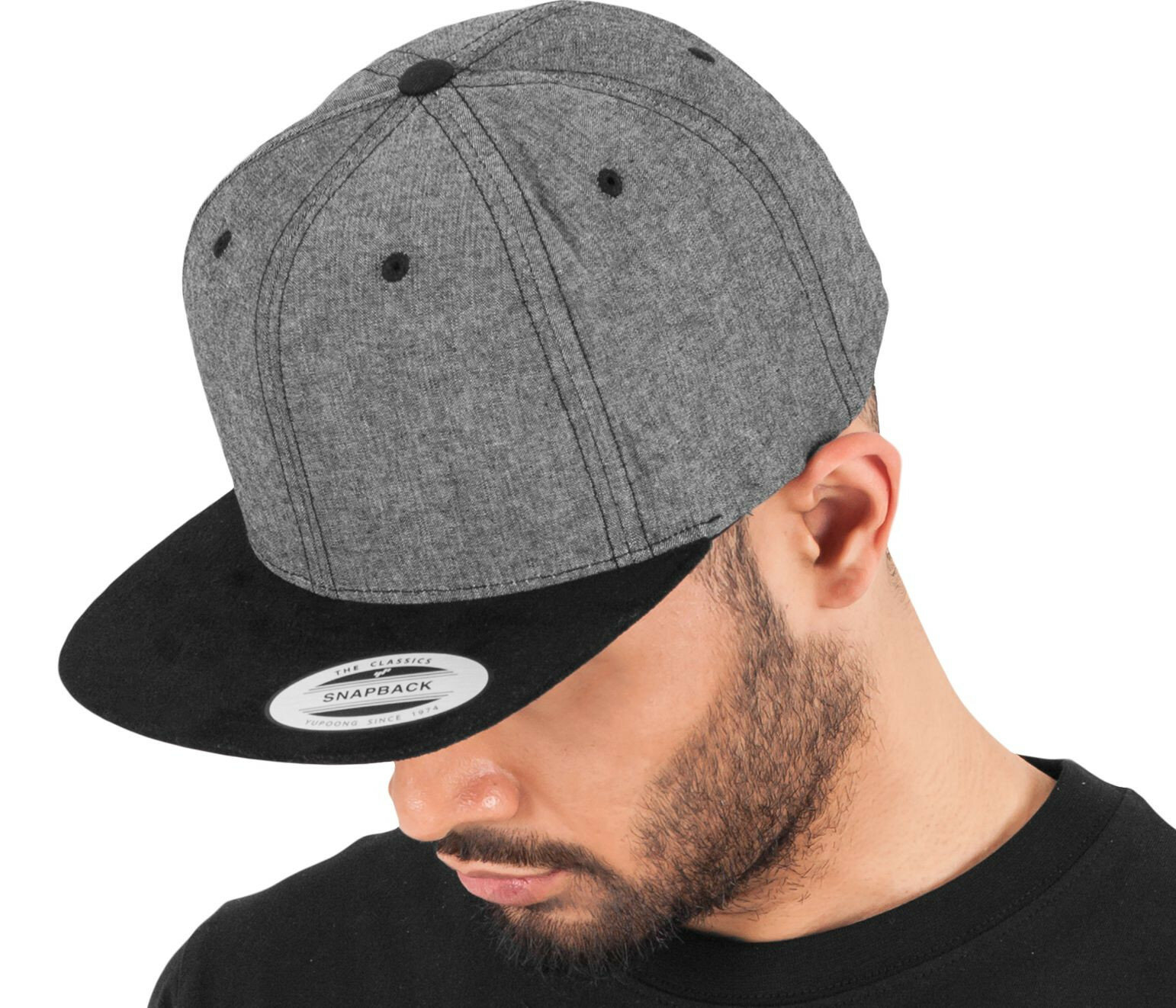 Casquette snapback toucher velours Flexfit Chambray-Suede Casquette snapback toucher velours Flexfit Chambray-Suede