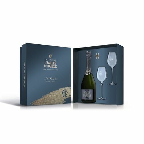 Champagne Charles Heidsieck Brut Reserve - Coffret 1 Bouteilles 75 cl et 2 Flûtes Champagne Charles Heidsieck Brut Reserve - Coffret 1 Bouteilles 75 cl et 2 Flûtes