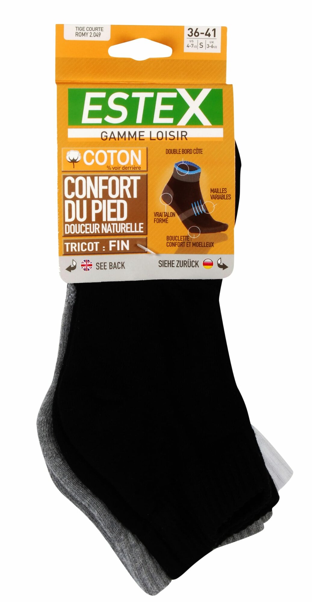 Chaussettes courtes Romy Pack de 3 paires Estex ES2049 Chaussettes courtes Romy Pack de 3 paires Estex ES2049