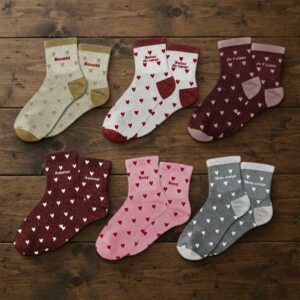 Chaussettes Paillettes Cœurs Mot Fantaisie