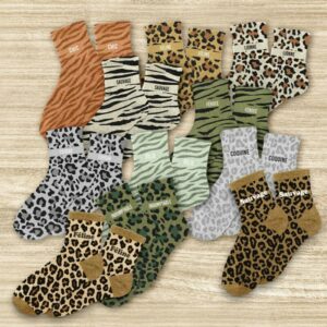 Chaussettes Paillettes Colorées Fantaisie Imprimé Félin