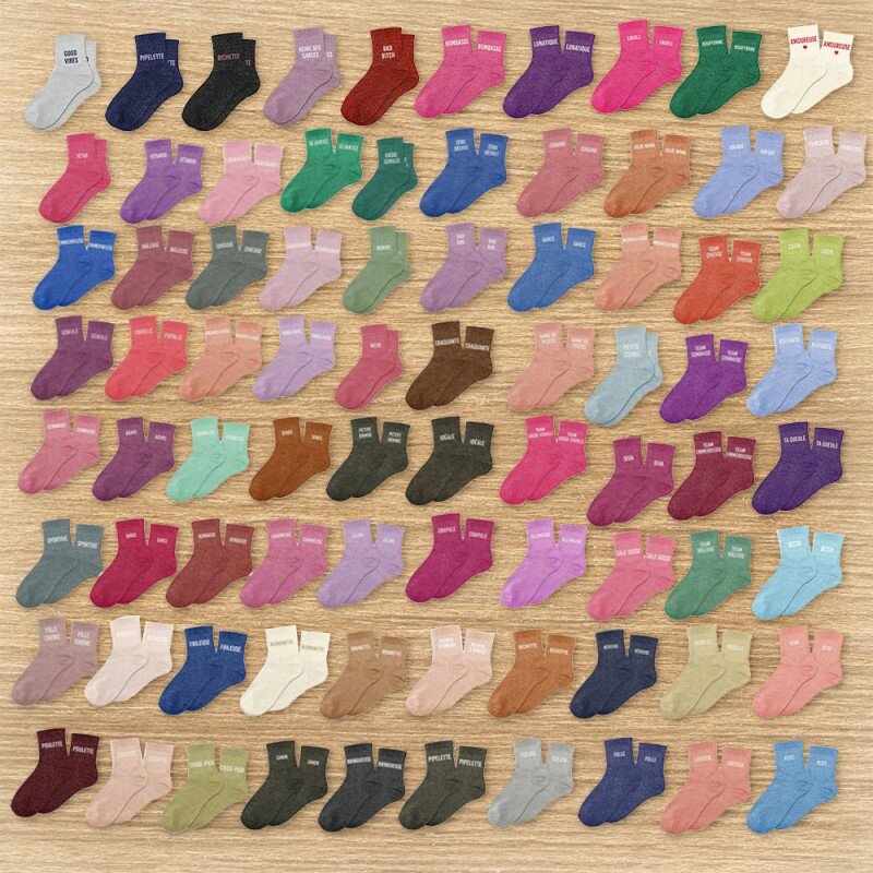 Chaussettes Paillettes Colorées Mot Fantaisie Chaussettes Paillettes Colorées Mot Fantaisie