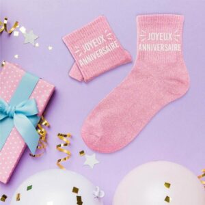 Chaussettes Paillettes Joyeux Anniversaire