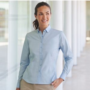 Chemise femme respirante Henbury Ladies' Long Sleeved 'cotton Feel' Coolplus® Shirt