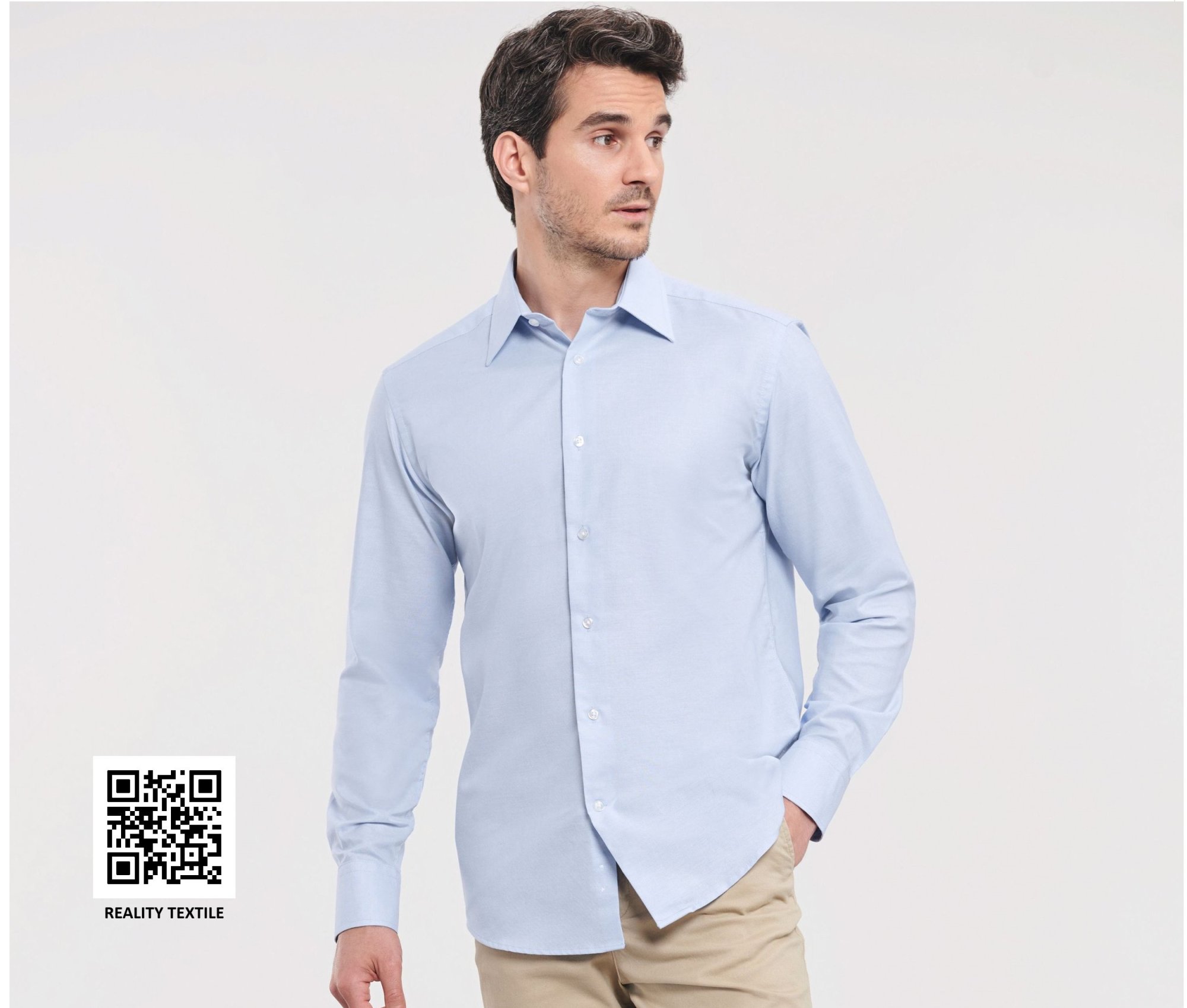Chemise homme Oxford ajustée Russell Collection Men's Long Sleeve Tailored Shirt Chemise homme Oxford ajustée Russell Collection Men's Long Sleeve Tailored Shirt