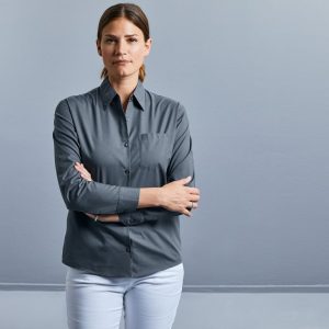 Chemise Russell Collection Ladies' Long Sleeve Classic Polycotton Poplin Shirt