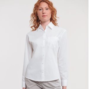 Chemise Russell Collection Ladies' Long Sleeve Classic Pure Cotton Poplin Shirt