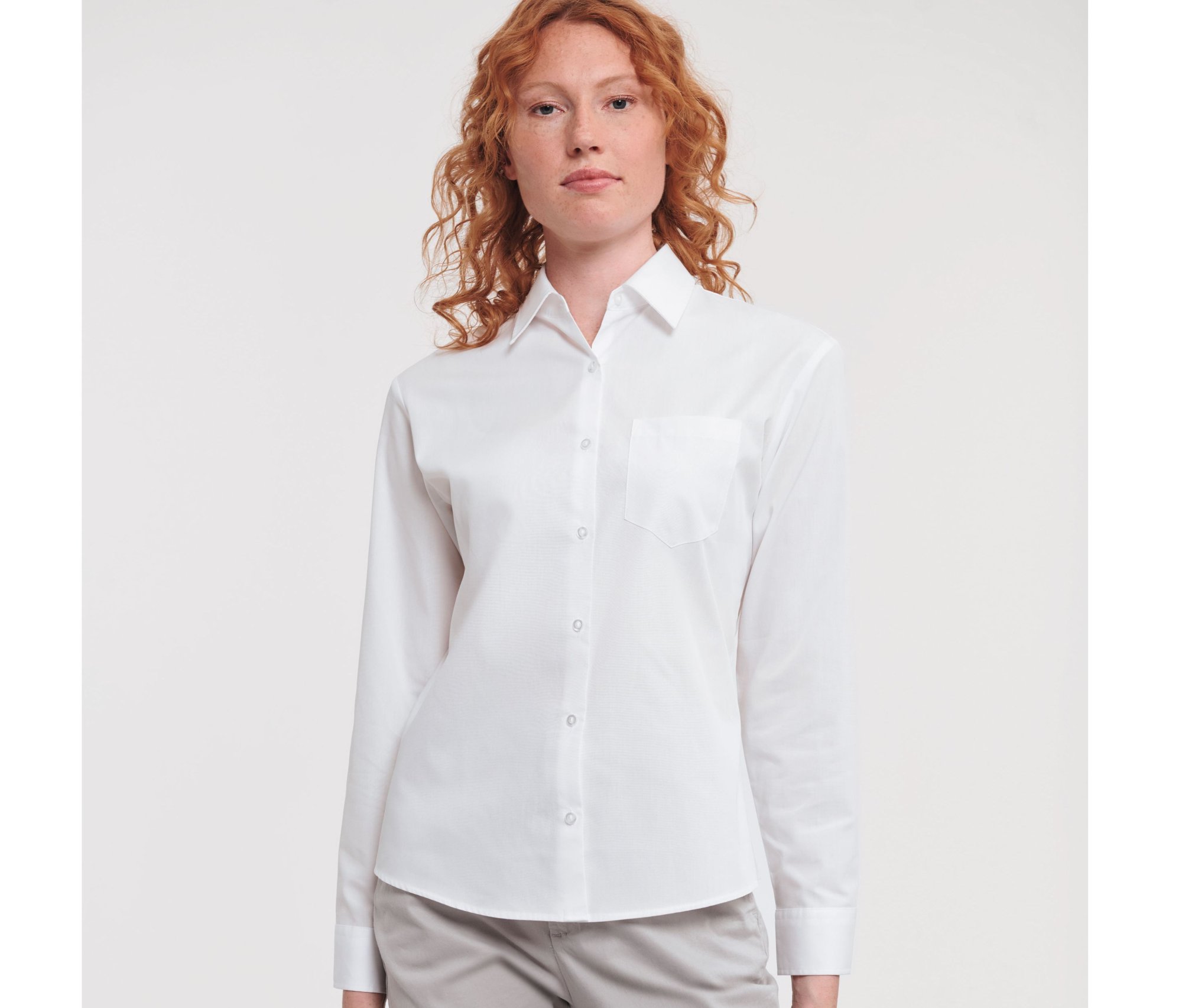 Chemise Russell Collection Ladies' Long Sleeve Classic Pure Cotton Poplin Shirt Chemise Russell Collection Ladies' Long Sleeve Classic Pure Cotton Poplin Shirt