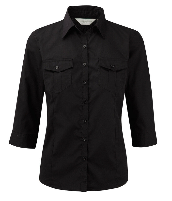 Chemise Russell Collection Ladies' Roll 3/4 Sleeve Fitted Twill Shirt Chemise Russell Collection Ladies' Roll 3/4 Sleeve Fitted Twill Shirt