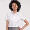 Chemise Russell Collection Ladies' Short Sleeve Tailored Herringbone Shirt