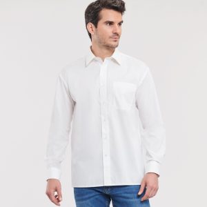 Chemise Russell Collection Men's Long Sleeve Classic Pure Cotton Poplin Shirt