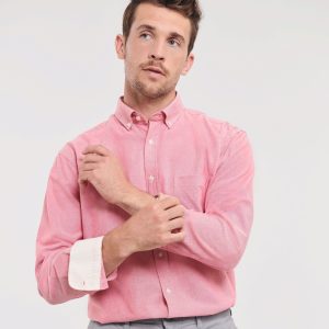 Chemise Russell Collection Men's Long Sleeve Tailored Washed Oxford Shirt