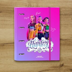 Classeur 4 Anneaux Kpop Demon Hunters Huntrix Multicolore avec Feuilles et Intercalaires
