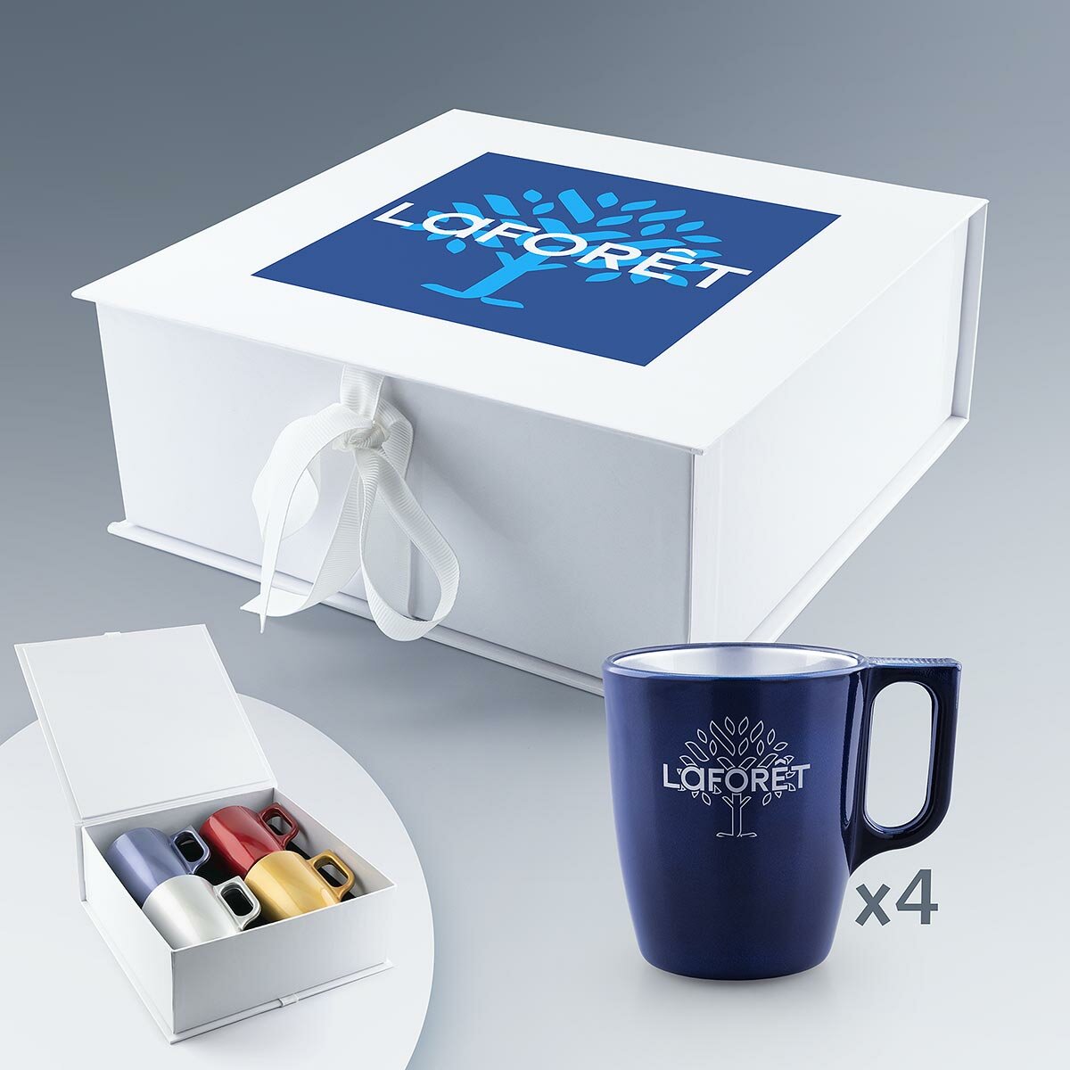 Coffret 4 Mugs 25 cl en Verre à Personnaliser Coffret 4 Mugs 25 cl en Verre à Personnaliser