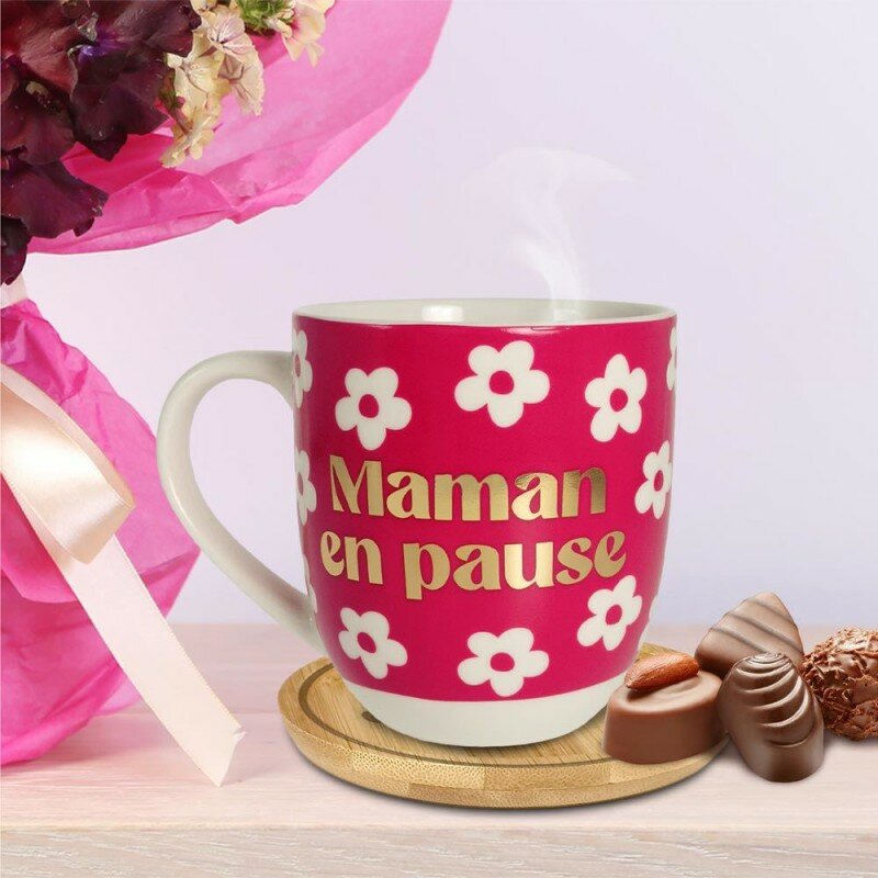 Coffret Cadeau Maman d'Amour en Pause - Tasse et Sous-Tasse Coffret Cadeau Maman d'Amour en Pause - Tasse et Sous-Tasse
