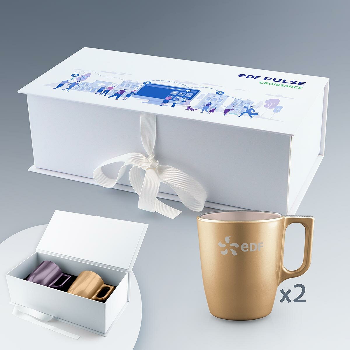 Coffret Duo de Mugs 25 cl à Personnaliser Coffret Duo de Mugs 25 cl à Personnaliser