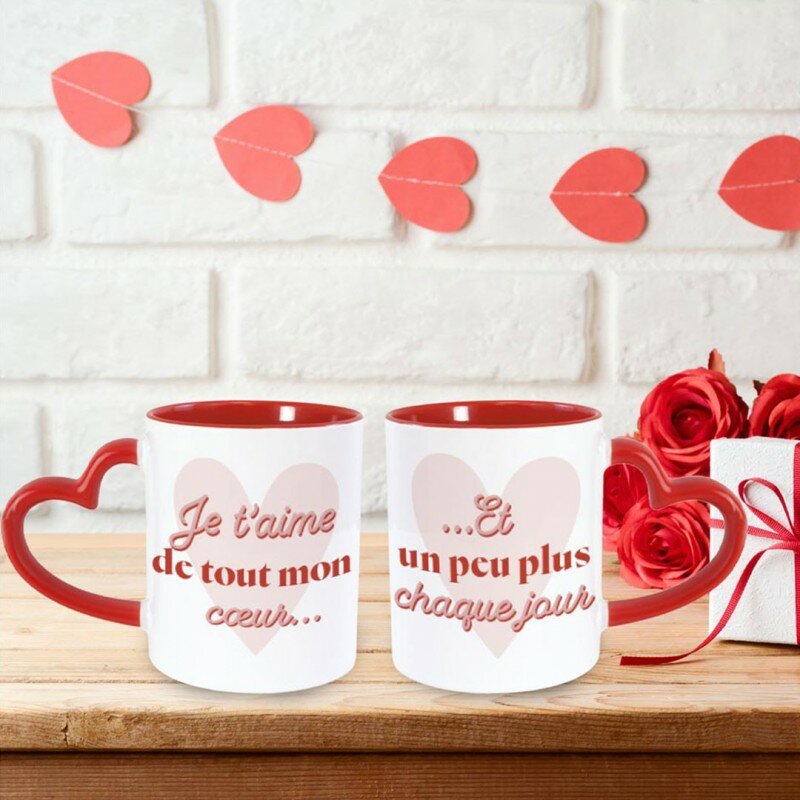 Coffret Duo Les Mugs des Amoureux Cœurs Rouges Coffret Duo Les Mugs des Amoureux Cœurs Rouges