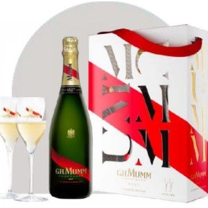 Coffret Mumm Cordon Rouge 75 cl et 2 flûtes