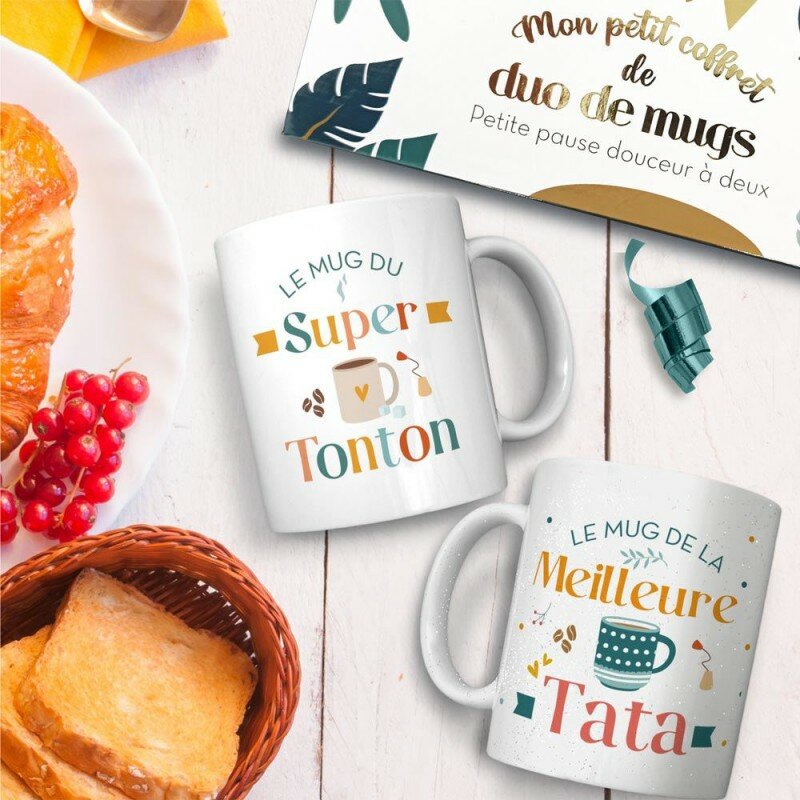 Coffret Paillettes Duo de Mugs Super Tonton & Meilleure Tata Coffret Paillettes Duo de Mugs Super Tonton & Meilleure Tata