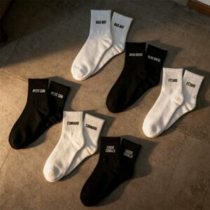 Coffret Trio Chaussettes Homme Noires et Blanches Fantaisie