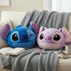 Coussin Peluche Chauffe-Mains Stitch Angel 3D Disney 3 en 1