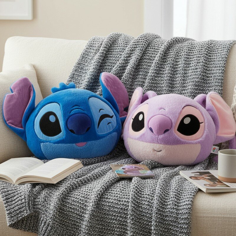 Coussin Peluche Chauffe-Mains Stitch Angel 3D Disney 3 en 1 Coussin Peluche Chauffe-Mains Stitch Angel 3D Disney 3 en 1