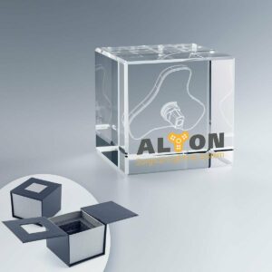 Cube en verre 4 cm personnalisé – Gravure 2D/3D
