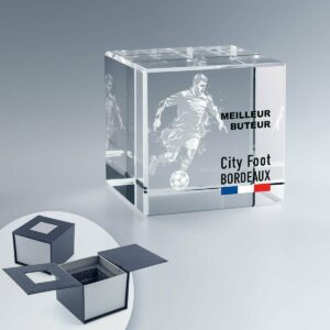 Cube en verre 5 cm personnalisé – Gravure 2D/3D