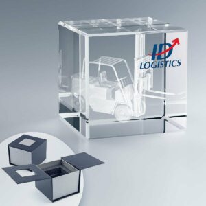 Cube en verre 8 cm personnalisé – Gravure 2D/3D