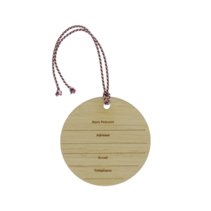 Etiquette bagage bambou rond