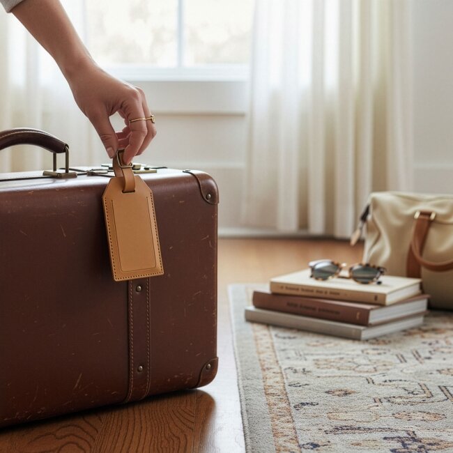 Étiquette bagage cuir régénéré MILOU Étiquette bagage cuir régénéré MILOU