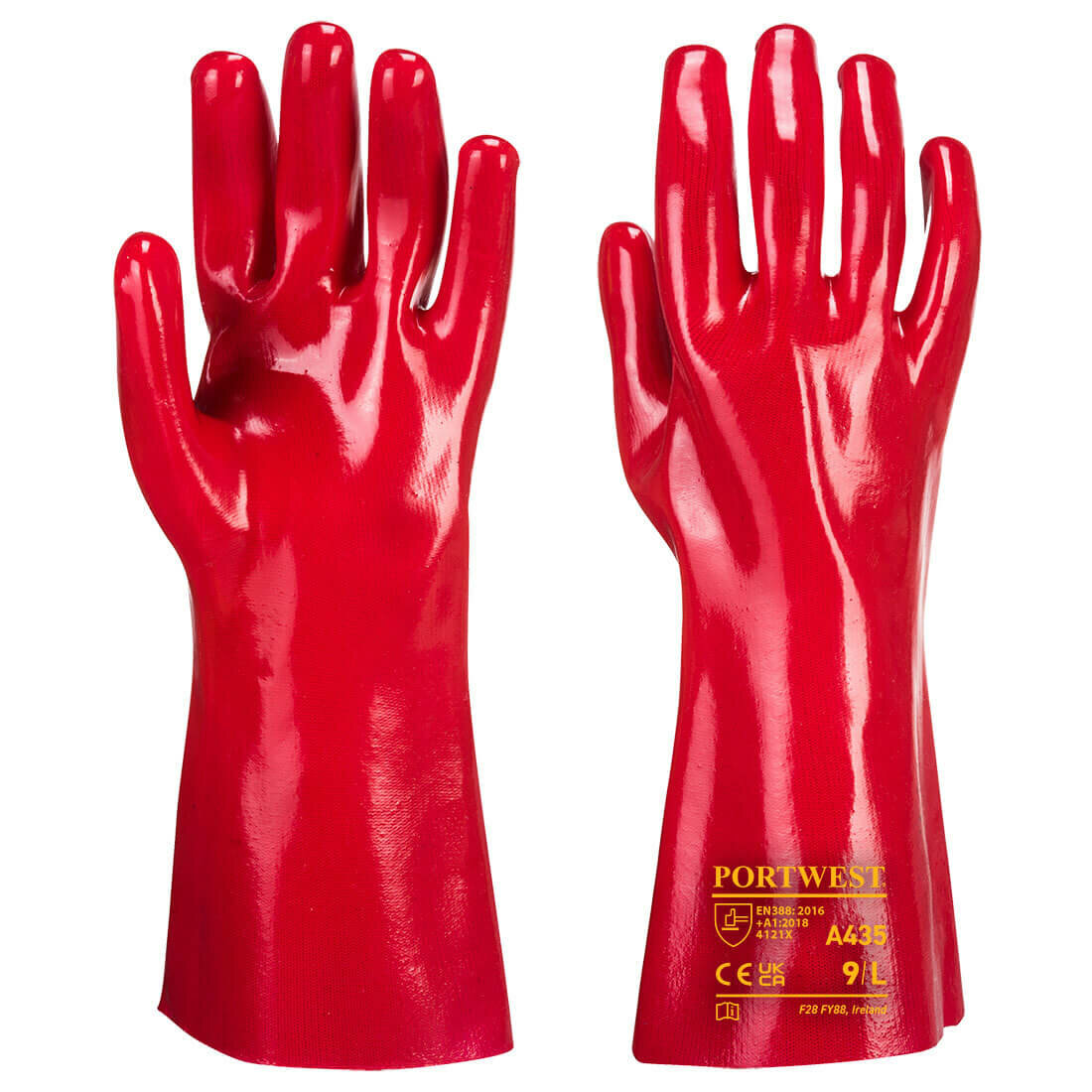 Gant PVC Rouge 35 cm (Pack 12pcs) Portwest A435 Gant PVC Rouge 35 cm (Pack 12pcs) Portwest A435