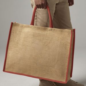 Grand sac shopping en toile de jute Westford Mill Natural Starched Market Shopper