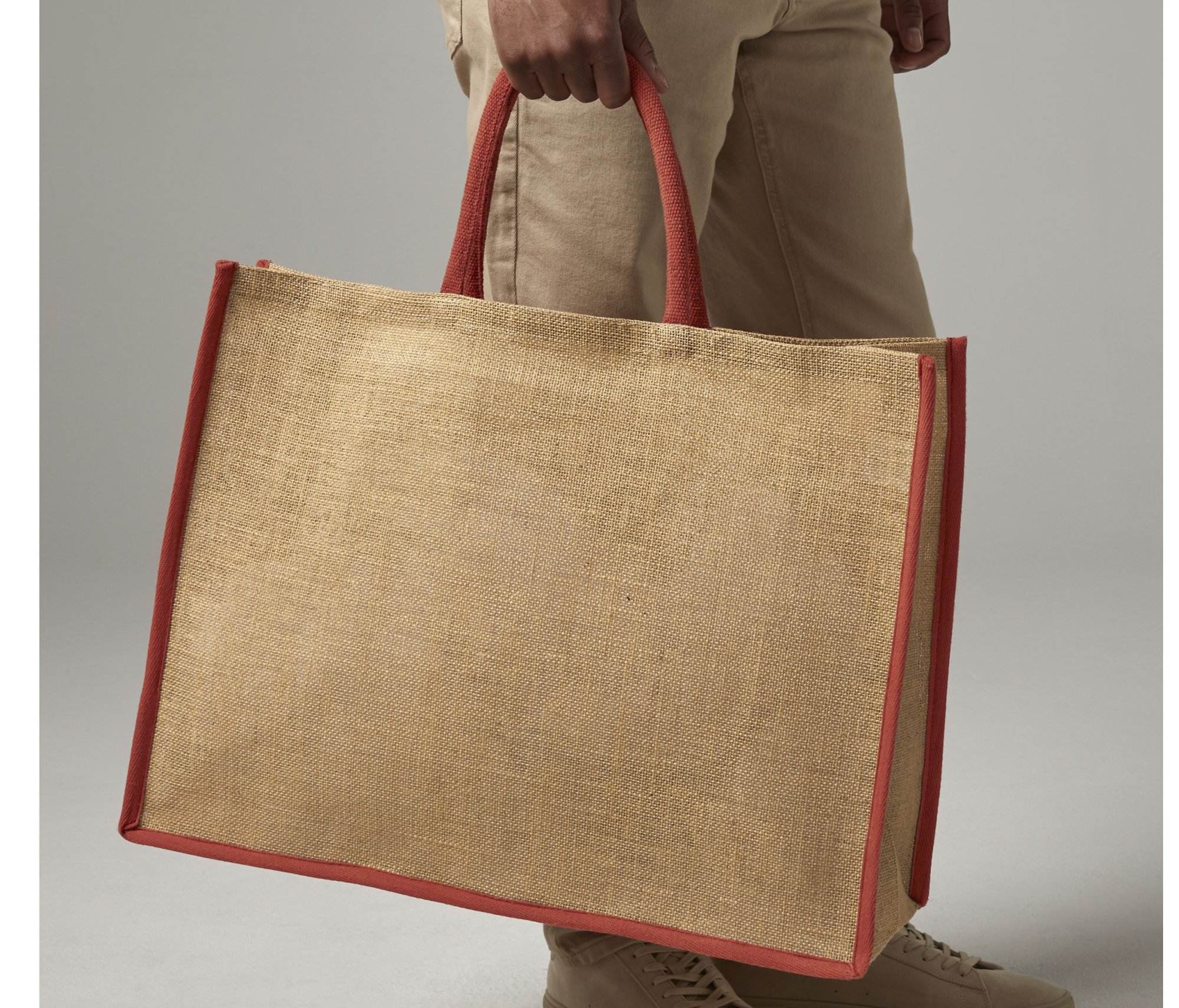 Grand sac shopping en toile de jute Westford Mill Natural Starched Market Shopper Grand sac shopping en toile de jute Westford Mill Natural Starched Market Shopper