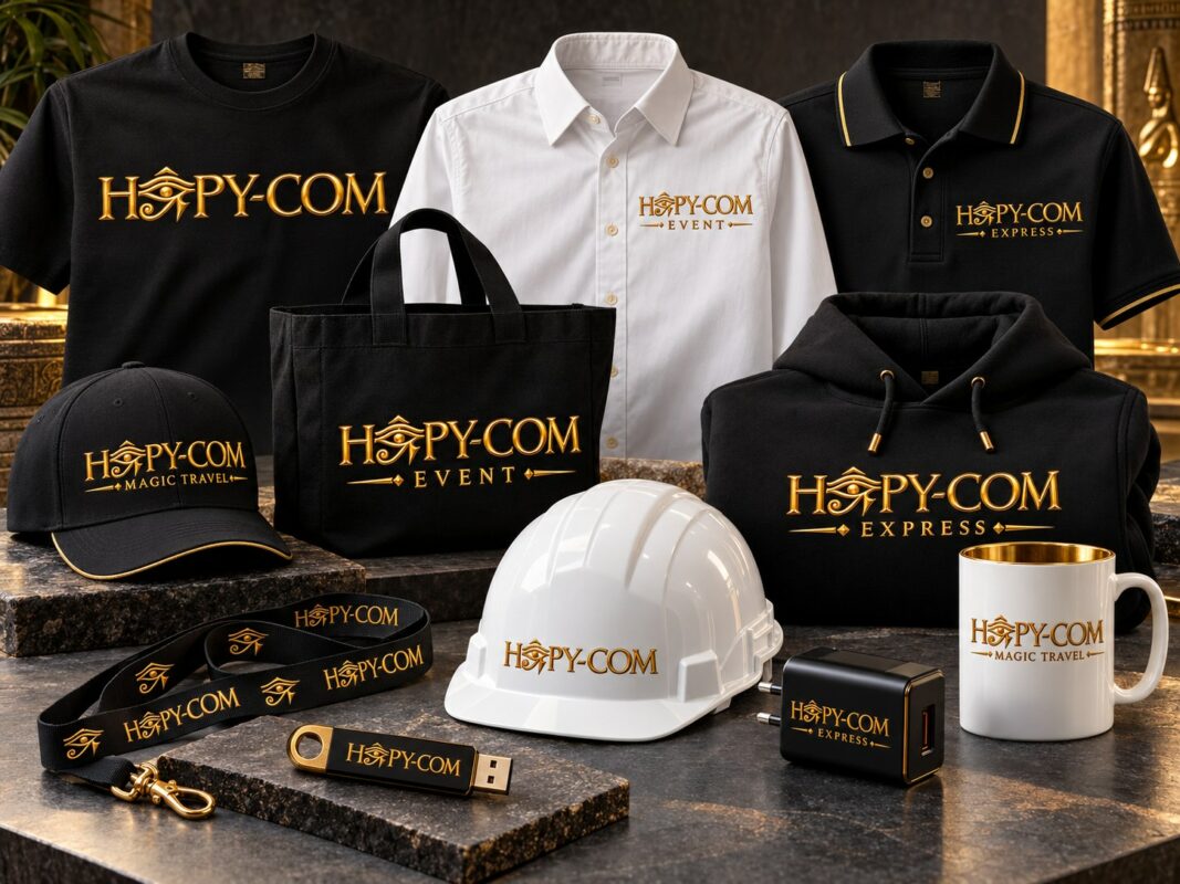 Textile et objets personnalisés au logo Hâpy-Com