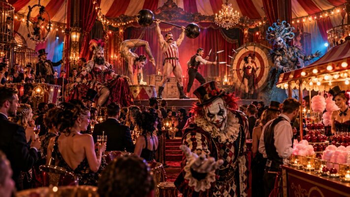 Soirée Freaky Show : cirque d'horreur, homme fort, femme à barbe, lanceur de couteaux et clown