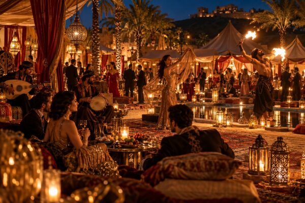 Soirée Sheherazade : nuit des 1001 nuits, danseuse orientale et cracheur de feu