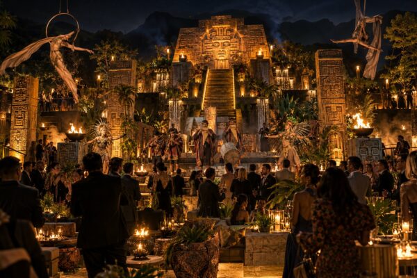 Soirée Viracocha Xprience : temple précolombien, musiciens andins et acrobates