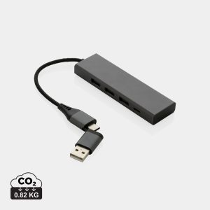 Hub avec 3 ports USB en aluminium recyclé RCS Terra