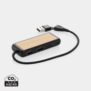Hub USB à double entrée en plastique et en bambou RCS Link