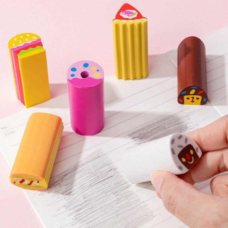Lot de 6 Gommes Kawaii Fantaisie Multicolores Lot de 6 Gommes Kawaii Fantaisie Multicolores