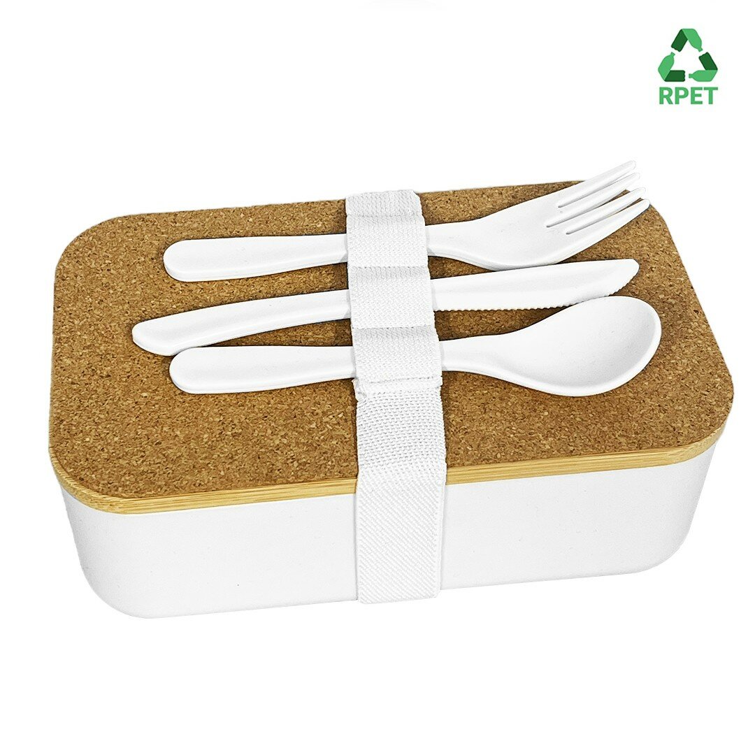 Lunchbox avec couverts RPET finition liège Environnement & Nature Lunchbox avec couverts RPET finition liège Environnement & Nature