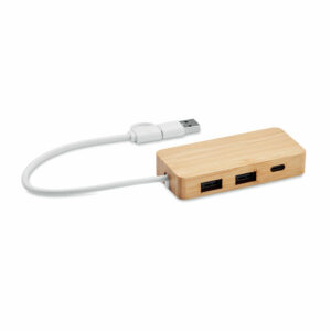 Hub USB 3 ports en bambou Hubbam