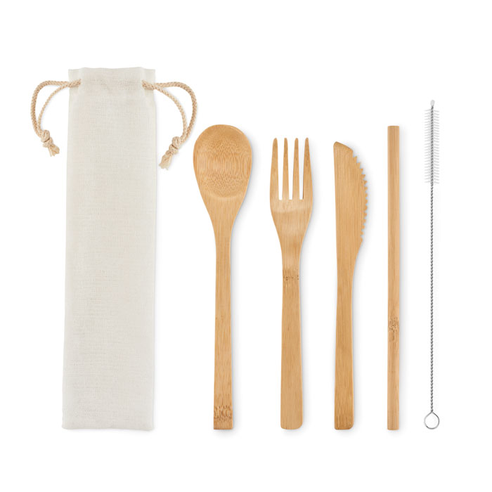 Couverts en bambou avec paille Setstraw Couverts en bambou avec paille Setstraw