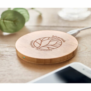 Chargeur sans fil en bambou Rundo – vue 2