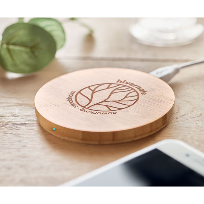 Chargeur sans fil en bambou Rundo Chargeur sans fil en bambou Rundo – vue 2