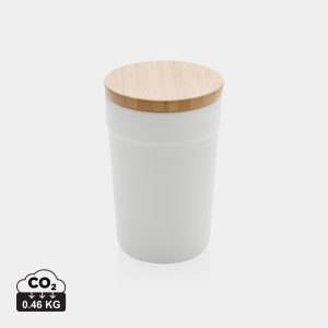 Mug 300ml en PP recyclé GRS avec couvercle en bambou