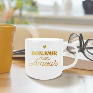 Mug Bonjour Mon Amour Blanc & Doré