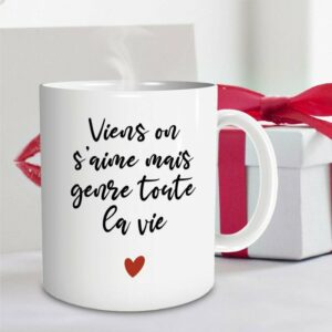 Mug Coeur Viens on s'aime mais genre toute la vie