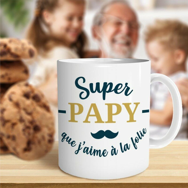 Mug du Super Papy que j'aime à la Folie Mug du Super Papy que j'aime à la Folie